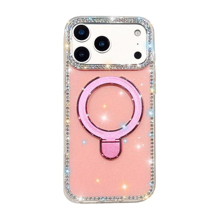 Funda para teléfono a prueba de golpes con soporte magnético de diamantes de imitación IMD de doble cara, For iPhone 17 Pro Max, For iPhone 17 Pro, For iPhone 17, For iPhone Air, For iPhone 16 Pro Max, For iPhone 16 Pro, For iPhone 16e / 17e           ...