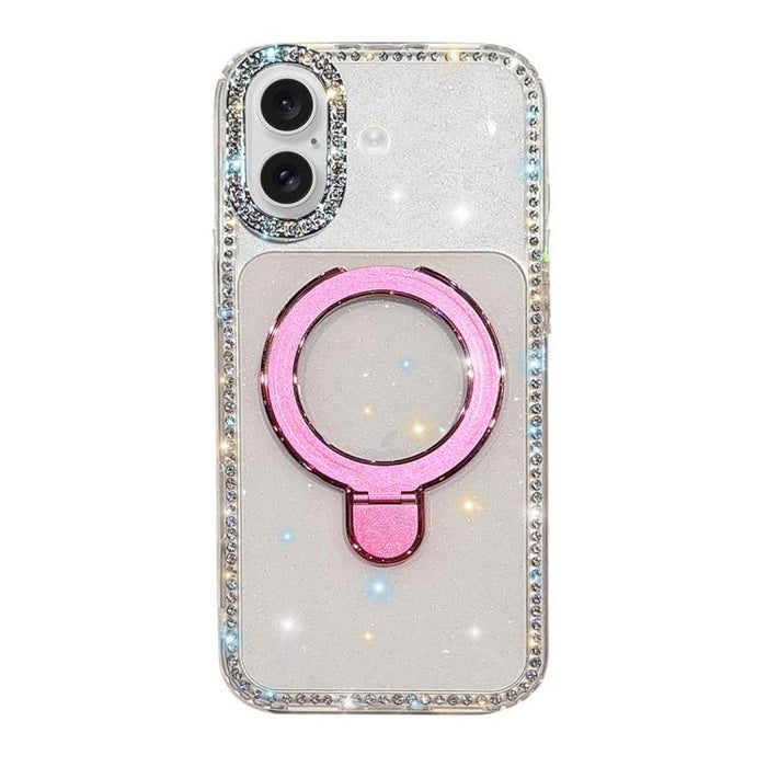 Funda para teléfono a prueba de golpes con soporte magnético de diamantes de imitación IMD de doble cara, For iPhone 17 Pro Max, For iPhone 17 Pro, For iPhone 17, For iPhone Air, For iPhone 16 Pro Max, For iPhone 16 Pro, For iPhone 16e / 17e           ...