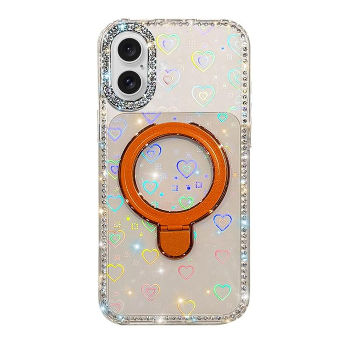 Funda para teléfono a prueba de golpes con soporte magnético de diamantes de imitación IMD de doble cara, For iPhone 17 Pro Max, For iPhone 17 Pro, For iPhone 17, For iPhone Air, For iPhone 16 Pro Max, For iPhone 16 Pro, For iPhone 16e / 17e           ...