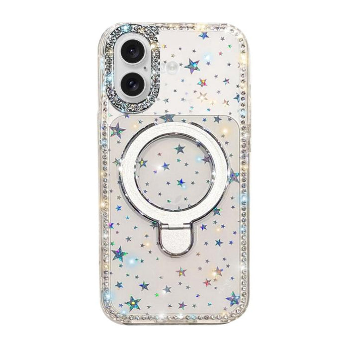 Funda para teléfono a prueba de golpes con soporte magnético de diamantes de imitación IMD de doble cara, For iPhone 17 Pro Max, For iPhone 17 Pro, For iPhone 17, For iPhone Air, For iPhone 16 Pro Max, For iPhone 16 Pro, For iPhone 16e / 17e           ...