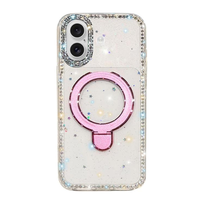 Funda para teléfono a prueba de golpes con soporte magnético de diamantes de imitación IMD de doble cara, For iPhone 17 Pro Max, For iPhone 17 Pro, For iPhone 17, For iPhone Air, For iPhone 16 Pro Max, For iPhone 16 Pro, For iPhone 16e / 17e           ...