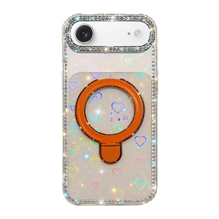 Funda para teléfono a prueba de golpes con soporte magnético de diamantes de imitación IMD de doble cara, For iPhone 17 Pro Max, For iPhone 17 Pro, For iPhone 17, For iPhone Air, For iPhone 16 Pro Max, For iPhone 16 Pro, For iPhone 16e / 17e           ...