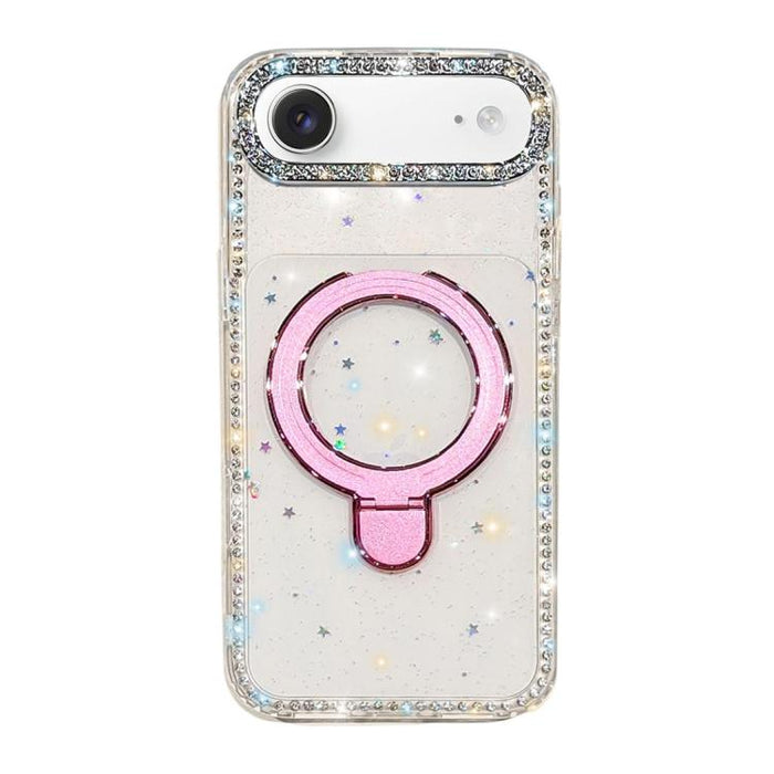 Funda para teléfono a prueba de golpes con soporte magnético de diamantes de imitación IMD de doble cara, For iPhone 17 Pro Max, For iPhone 17 Pro, For iPhone 17, For iPhone Air, For iPhone 16 Pro Max, For iPhone 16 Pro, For iPhone 16e / 17e           ...