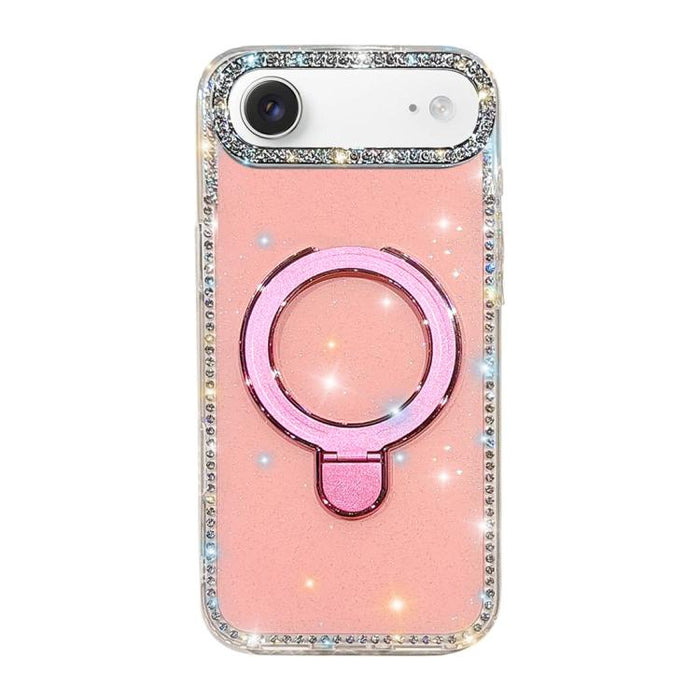 Funda para teléfono a prueba de golpes con soporte magnético de diamantes de imitación IMD de doble cara, For iPhone 17 Pro Max, For iPhone 17 Pro, For iPhone 17, For iPhone Air, For iPhone 16 Pro Max, For iPhone 16 Pro, For iPhone 16e / 17e           ...