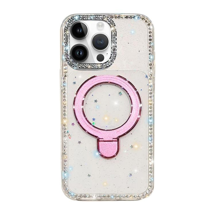 Funda para teléfono a prueba de golpes con soporte magnético de diamantes de imitación IMD de doble cara, For iPhone 17 Pro Max, For iPhone 17 Pro, For iPhone 17, For iPhone Air, For iPhone 16 Pro Max, For iPhone 16 Pro, For iPhone 16e / 17e           ...