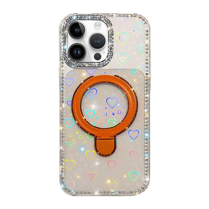 Funda para teléfono a prueba de golpes con soporte magnético de diamantes de imitación IMD de doble cara, For iPhone 17 Pro Max, For iPhone 17 Pro, For iPhone 17, For iPhone Air, For iPhone 16 Pro Max, For iPhone 16 Pro, For iPhone 16e / 17e           ...