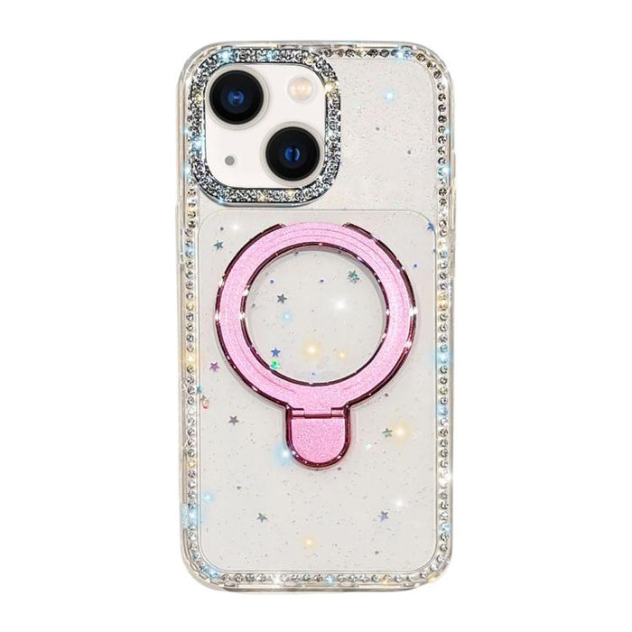 Funda para teléfono a prueba de golpes con soporte magnético de diamantes de imitación IMD de doble cara, For iPhone 15, For iPhone 14, For iPhone 14 Pro, For iPhone 14 Pro Max, For iPhone 13 Pro Max, For iPhone 13 Pro, For iPhone 13