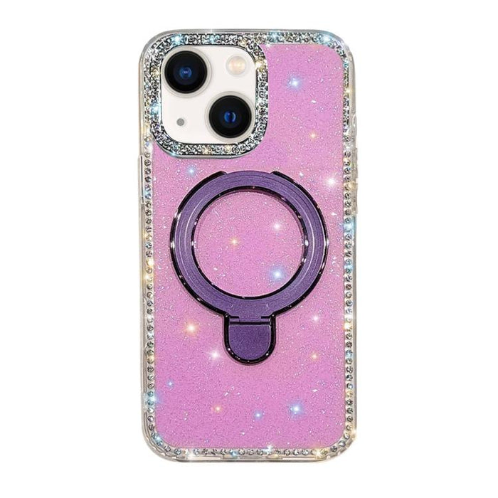 Funda para teléfono a prueba de golpes con soporte magnético de diamantes de imitación IMD de doble cara, For iPhone 15, For iPhone 14, For iPhone 14 Pro, For iPhone 14 Pro Max, For iPhone 13 Pro Max, For iPhone 13 Pro, For iPhone 13