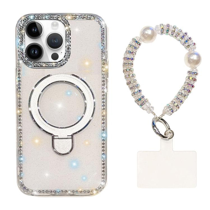 Funda para teléfono IMD de doble cara con soporte magnético de diamantes de imitación y resistente a los golpes, con pulsera., For iPhone 17 Pro Max, For iPhone 17 Pro, For iPhone 17, For iPhone Air, For iPhone 16 Pro Max, For iPhone 16 Pro            ...