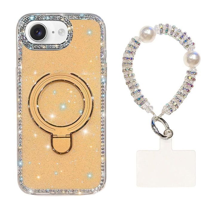 Funda para teléfono IMD de doble cara con soporte magnético de diamantes de imitación y resistente a los golpes, con pulsera., For iPhone 17 Pro Max, For iPhone 17 Pro, For iPhone 17, For iPhone Air, For iPhone 16 Pro Max, For iPhone 16 Pro            ...