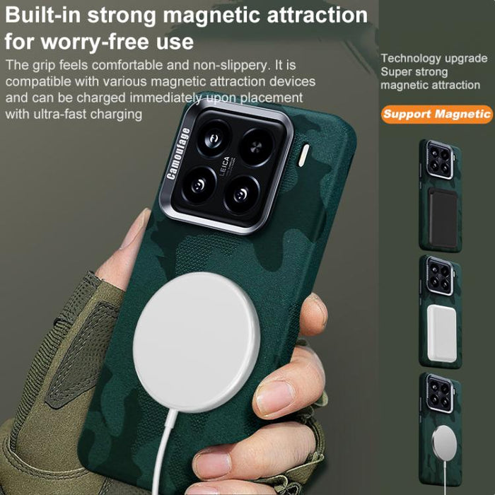Funda magnética antigolpes con cobertura total y diseño de camuflaje para teléfono, For Xiaomi 15S Pro, For Xiaomi 15 Pro, For Xiaomi 15, For Xiaomi 14 Pro, For Xiaomi 14, For Xiaomi 13 Pro, For Xiaomi 13