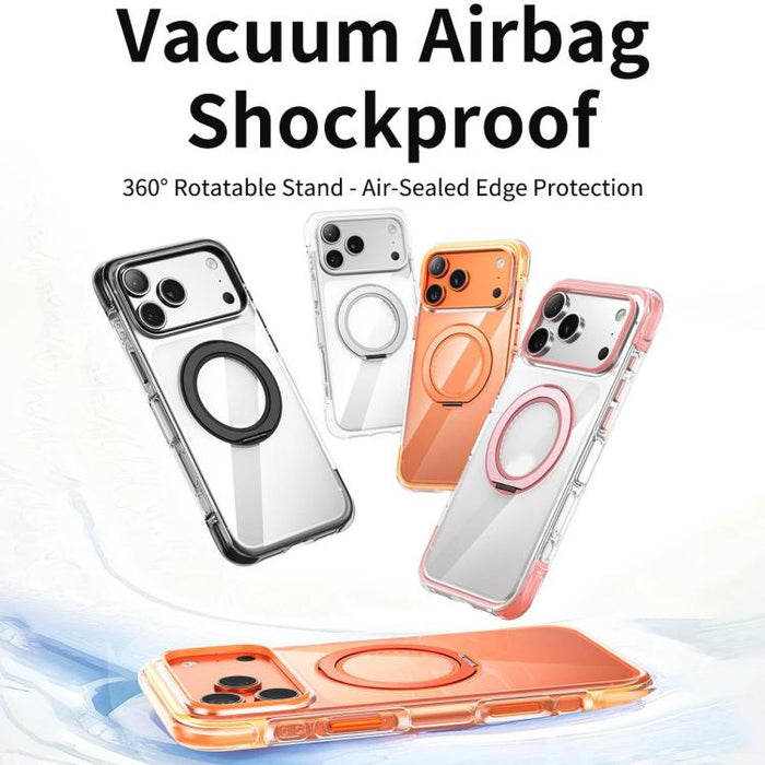 Funda para teléfono GEBEI con airbag al vacío, TPU + acrílico, soporte giratorio de 360°, magnética y resistente a los golpes., For iPhone 17 Pro Max, For iPhone 17 Pro, For iPhone 17