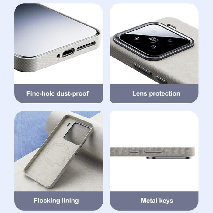 Funda magnética de cobertura total para teléfono con textura de franela, For Xiaomi 15S Pro, For Xiaomi 15 Pro, For Xiaomi 15, For Xiaomi 14 Pro, For Xiaomi 14, For Xiaomi 13 Pro, For Xiaomi 13