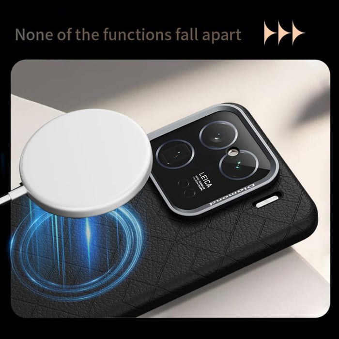 Funda magnética para teléfono con diseño de cuadrícula en relieve de la serie Cubo de Rubik, For Xiaomi 17, For Xiaomi 15S Pro, For Xiaomi 15 Pro, For Xiaomi 15, For Xiaomi 14 Pro, For Xiaomi 14, For Xiaomi 13 Pro, For Xiaomi 13