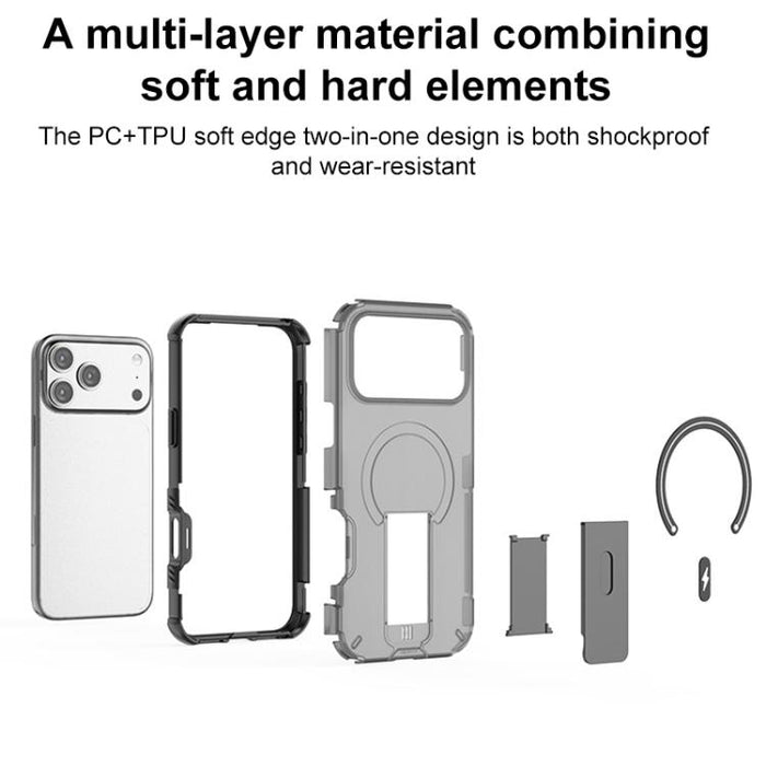 Funda para teléfono con soporte magnético y tacto translúcido, For iPhone 17 Pro Max, For iPhone 17 Pro