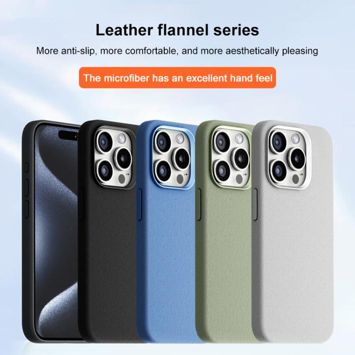 Funda magnética de cobertura total para teléfono con textura de franela, For iPhone 12 Pro Max