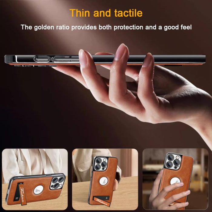 Funda para teléfono plegable con soporte galvanizado a prueba de golpes, For iPhone 11