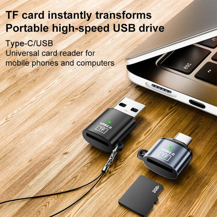 Adaptador TF y lector de tarjetas mini, USB to TF Card, Type-C to TF Card