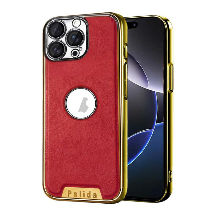 Funda para teléfono Palida de cuero vegano estilo mecha con acabado galvanizado y resistente a los golpes., For iPhone 17 Pro Max, For iPhone 17 Pro, For iPhone 17, For iPhone Air, For iPhone 16 Pro Max, For iPhone 16 Pro, For iPhone 16                ...