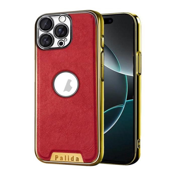 Funda para teléfono Palida de cuero vegano estilo mecha con acabado galvanizado y resistente a los golpes., For iPhone 17 Pro Max, For iPhone 17 Pro, For iPhone 17, For iPhone Air, For iPhone 16 Pro Max, For iPhone 16 Pro, For iPhone 16                ...