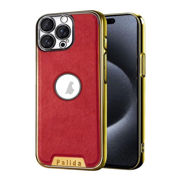Funda para teléfono Palida de cuero vegano estilo mecha con acabado galvanizado y resistente a los golpes., For iPhone 17 Pro Max, For iPhone 17 Pro, For iPhone 17, For iPhone Air, For iPhone 16 Pro Max, For iPhone 16 Pro, For iPhone 16                ...