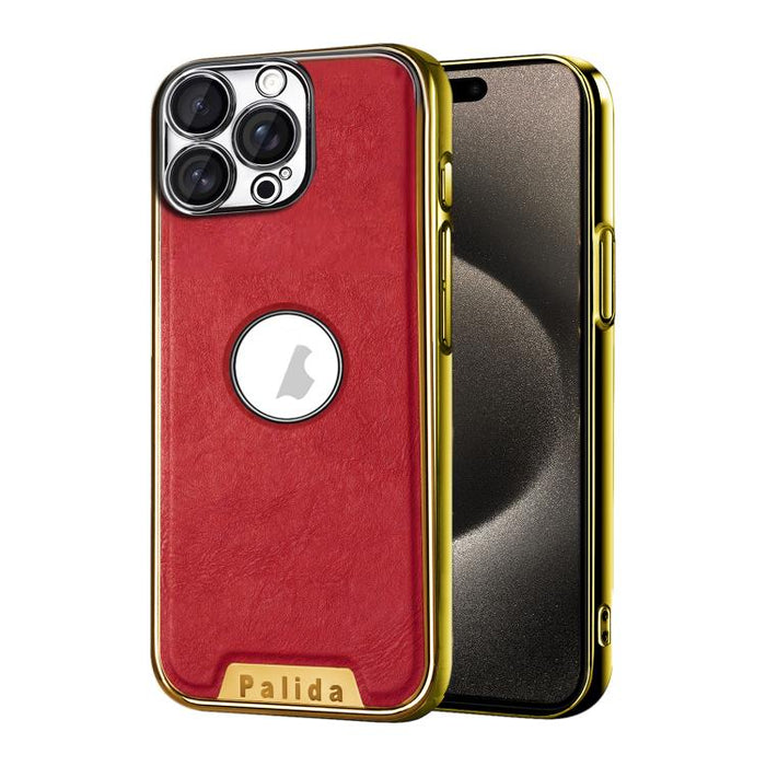 Funda para teléfono Palida de cuero vegano estilo mecha con acabado galvanizado y resistente a los golpes., For iPhone 17 Pro Max, For iPhone 17 Pro, For iPhone 17, For iPhone Air, For iPhone 16 Pro Max, For iPhone 16 Pro, For iPhone 16                ...