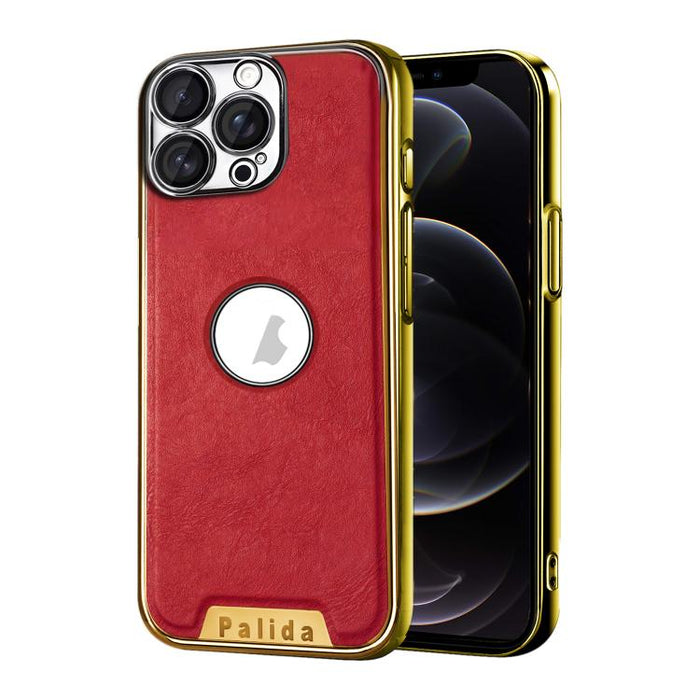 Funda para teléfono Palida de cuero vegano estilo mecha con acabado galvanizado y resistente a los golpes., For iPhone 17 Pro Max, For iPhone 17 Pro, For iPhone 17, For iPhone Air, For iPhone 16 Pro Max, For iPhone 16 Pro, For iPhone 16                ...