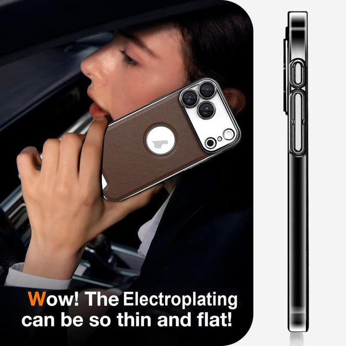 Funda para teléfono Palida de cuero vegano estilo mecha con acabado galvanizado y resistente a los golpes., For iPhone 17 Pro Max, For iPhone 17 Pro, For iPhone 17, For iPhone Air, For iPhone 16 Pro Max, For iPhone 16 Pro, For iPhone 16                ...