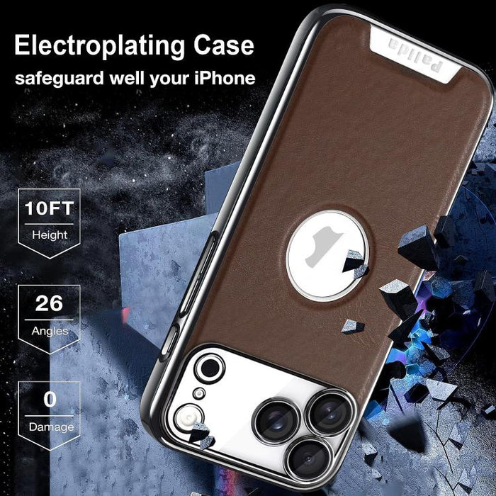 Funda para teléfono Palida de cuero vegano estilo mecha con acabado galvanizado y resistente a los golpes., For iPhone 17 Pro Max, For iPhone 17 Pro, For iPhone 17, For iPhone Air, For iPhone 16 Pro Max, For iPhone 16 Pro, For iPhone 16                ...