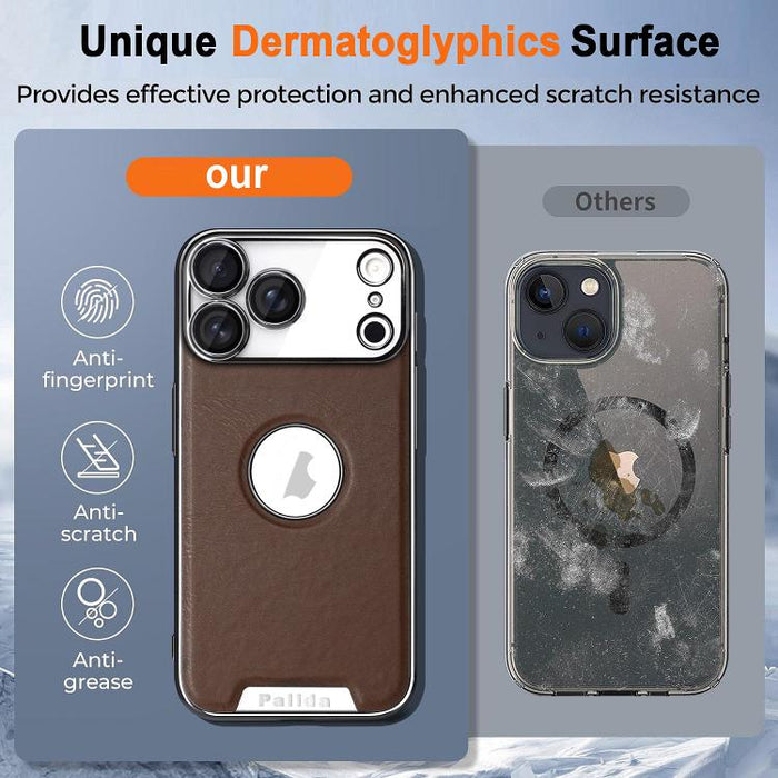 Funda para teléfono Palida de cuero vegano estilo mecha con acabado galvanizado y resistente a los golpes., For iPhone 17 Pro Max, For iPhone 17 Pro, For iPhone 17, For iPhone Air, For iPhone 16 Pro Max, For iPhone 16 Pro, For iPhone 16                ...
