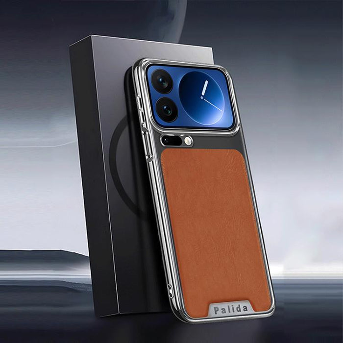 Funda para teléfono Palida de cuero texturizado estilo mecha con acabado galvanizado y resistente a los golpes., For Xiaomi 17 Pro Max, For Xiaomi 17 Pro, For Xiaomi 17, For Xiaomi 15 Pro, For Xiaomi 15, For Xiaomi 14 Pro, For Xiaomi 14, For Xiaomi 13 ...