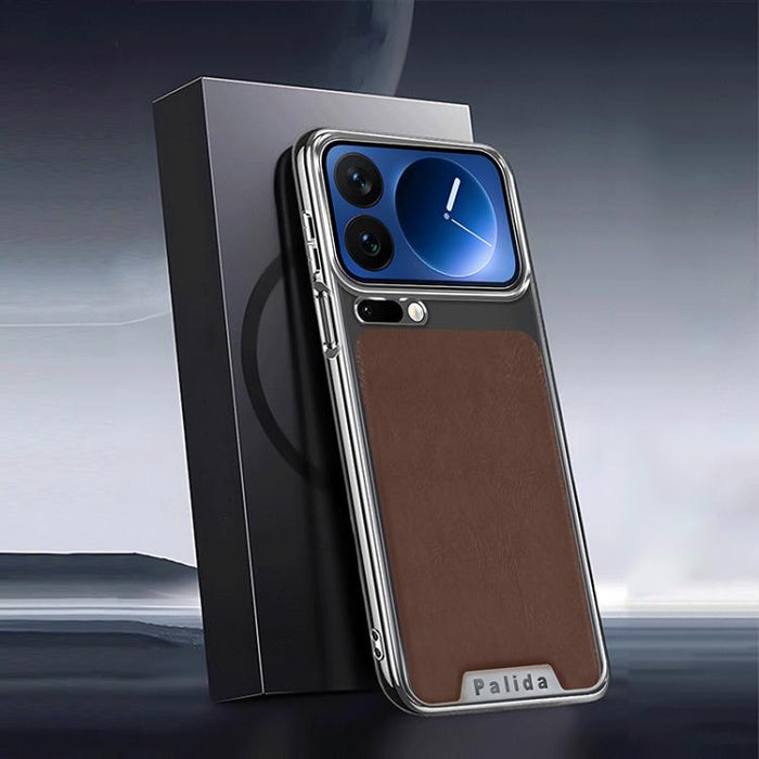 Funda para teléfono Palida de cuero texturizado estilo mecha con acabado galvanizado y resistente a los golpes., For Xiaomi 17 Pro Max, For Xiaomi 17 Pro, For Xiaomi 17, For Xiaomi 15 Pro, For Xiaomi 15, For Xiaomi 14 Pro, For Xiaomi 14, For Xiaomi 13 ...