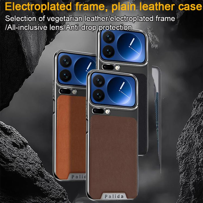Funda para teléfono Palida de cuero texturizado estilo mecha con acabado galvanizado y resistente a los golpes., For Xiaomi 17 Pro Max, For Xiaomi 17 Pro, For Xiaomi 17, For Xiaomi 15 Pro, For Xiaomi 15, For Xiaomi 14 Pro, For Xiaomi 14, For Xiaomi 13 ...