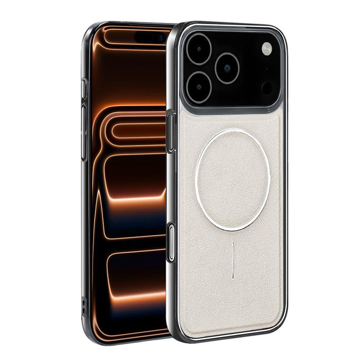 Funda para teléfono magnética a prueba de golpes con marco galvanizado y piel vegana, For iPhone 17 Pro Max, For iPhone 17 Pro, For iPhone 17, For iPhone 16 Pro Max, For iPhone 16 Pro, For iPhone 16 Plus, For iPhone 16, For iPhone 15 Pro Max           ...
