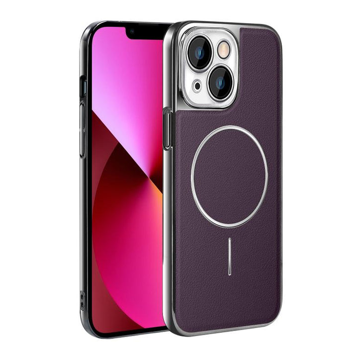 Funda para teléfono magnética a prueba de golpes con marco galvanizado y piel vegana, For iPhone 17 Pro Max, For iPhone 17 Pro, For iPhone 17, For iPhone 16 Pro Max, For iPhone 16 Pro, For iPhone 16 Plus, For iPhone 16, For iPhone 15 Pro Max           ...