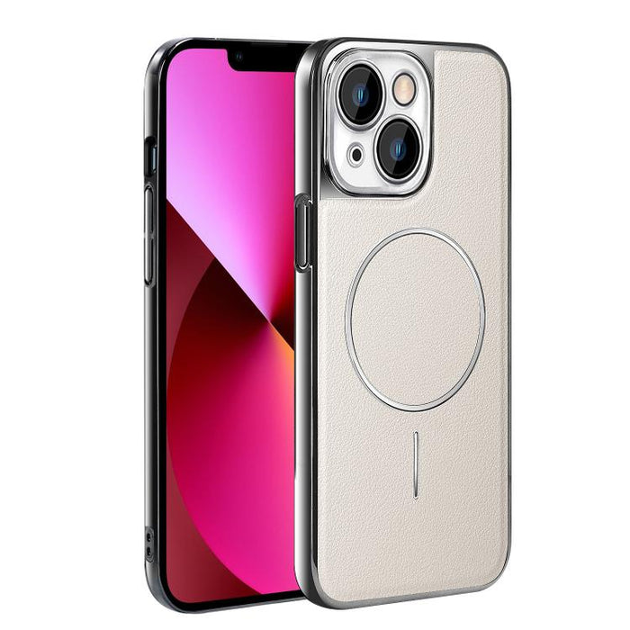 Funda para teléfono magnética a prueba de golpes con marco galvanizado y piel vegana, For iPhone 17 Pro Max, For iPhone 17 Pro, For iPhone 17, For iPhone 16 Pro Max, For iPhone 16 Pro, For iPhone 16 Plus, For iPhone 16, For iPhone 15 Pro Max           ...