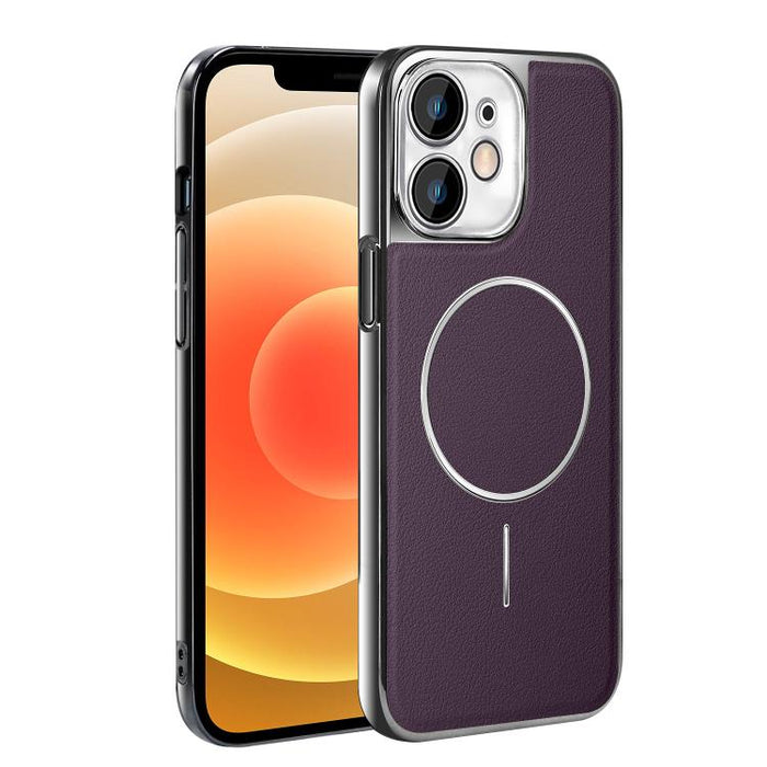 Funda para teléfono magnética a prueba de golpes con marco galvanizado y piel vegana, For iPhone 17 Pro Max, For iPhone 17 Pro, For iPhone 17, For iPhone 16 Pro Max, For iPhone 16 Pro, For iPhone 16 Plus, For iPhone 16, For iPhone 15 Pro Max           ...