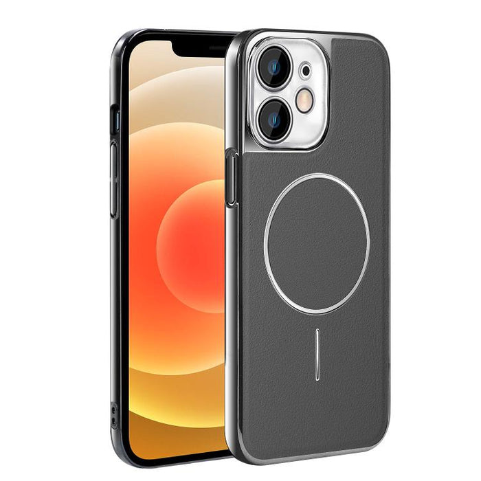 Funda para teléfono magnética a prueba de golpes con marco galvanizado y piel vegana, For iPhone 17 Pro Max, For iPhone 17 Pro, For iPhone 17, For iPhone 16 Pro Max, For iPhone 16 Pro, For iPhone 16 Plus, For iPhone 16, For iPhone 15 Pro Max           ...