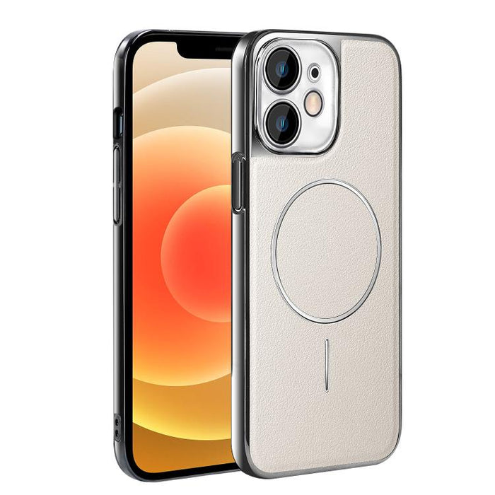 Funda para teléfono magnética a prueba de golpes con marco galvanizado y piel vegana, For iPhone 17 Pro Max, For iPhone 17 Pro, For iPhone 17, For iPhone 16 Pro Max, For iPhone 16 Pro, For iPhone 16 Plus, For iPhone 16, For iPhone 15 Pro Max           ...