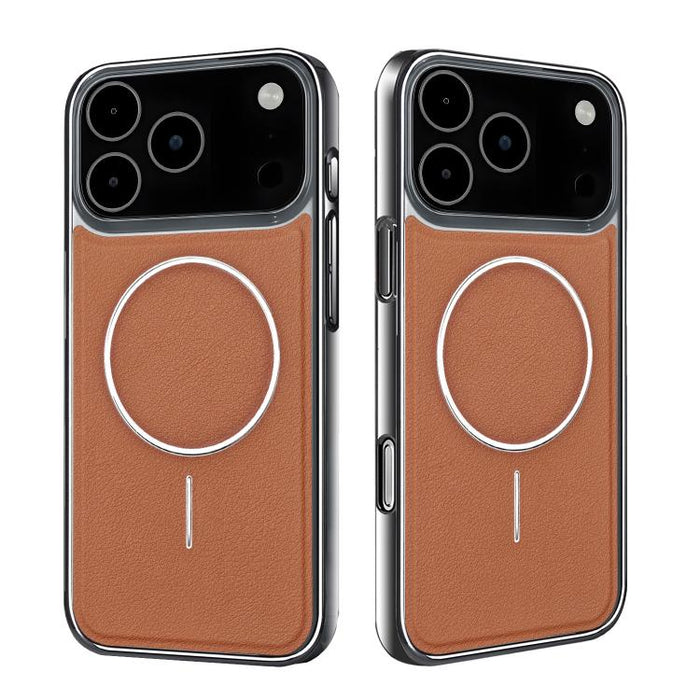 Funda para teléfono magnética a prueba de golpes con marco galvanizado y piel vegana, For iPhone 12 Pro Max, For iPhone 12 Pro