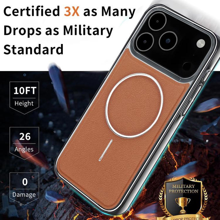 Funda para teléfono magnética a prueba de golpes con marco galvanizado y piel vegana, For iPhone 12 Pro Max, For iPhone 12 Pro