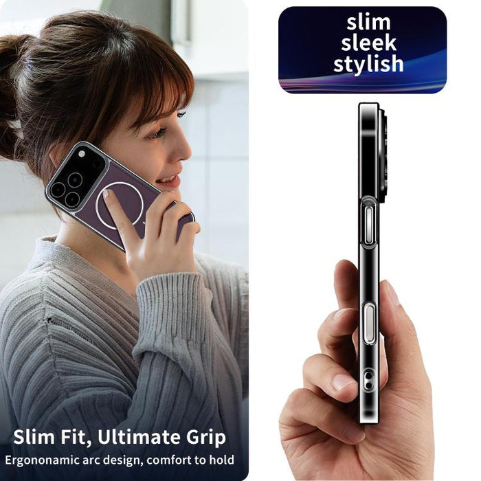 Funda para teléfono magnética a prueba de golpes con marco galvanizado y piel vegana, For iPhone 12 Pro Max, For iPhone 12 Pro