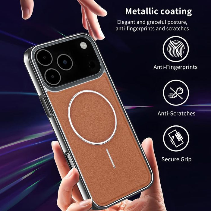 Funda para teléfono magnética a prueba de golpes con marco galvanizado y piel vegana, For iPhone 12 Pro Max, For iPhone 12 Pro