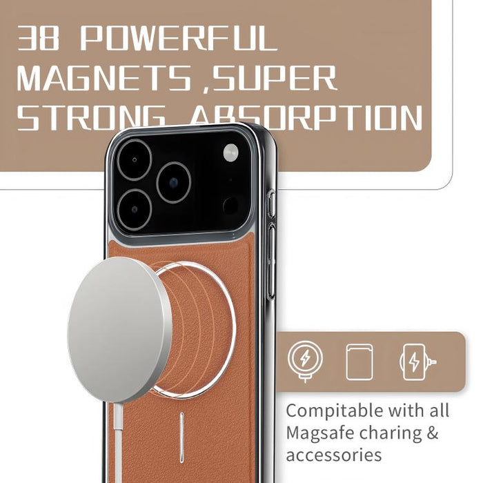 Funda para teléfono magnética a prueba de golpes con marco galvanizado y piel vegana, For iPhone 12 Pro Max, For iPhone 12 Pro