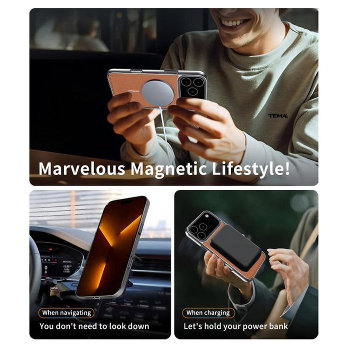 Funda para teléfono magnética a prueba de golpes con marco galvanizado y piel vegana, For iPhone 12 Pro Max, For iPhone 12 Pro