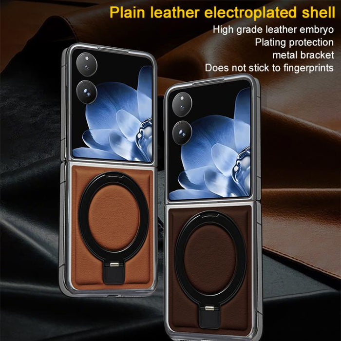 Funda para teléfono plegable de cuero vegano galvanizado con soporte para pantalla, For Xiaomi Mix Flip