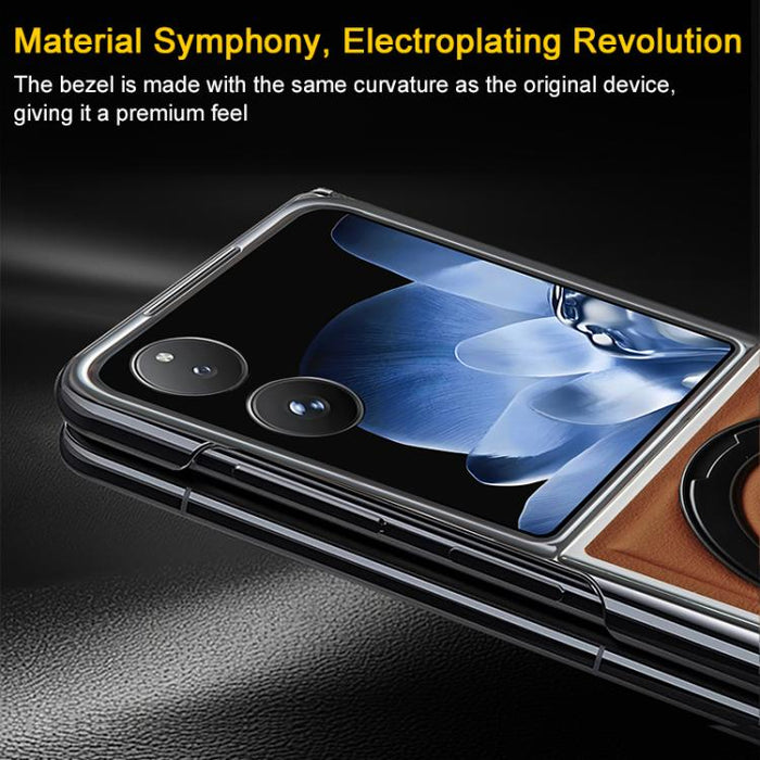 Funda para teléfono plegable de cuero vegano galvanizado con soporte para pantalla, For Xiaomi Mix Flip