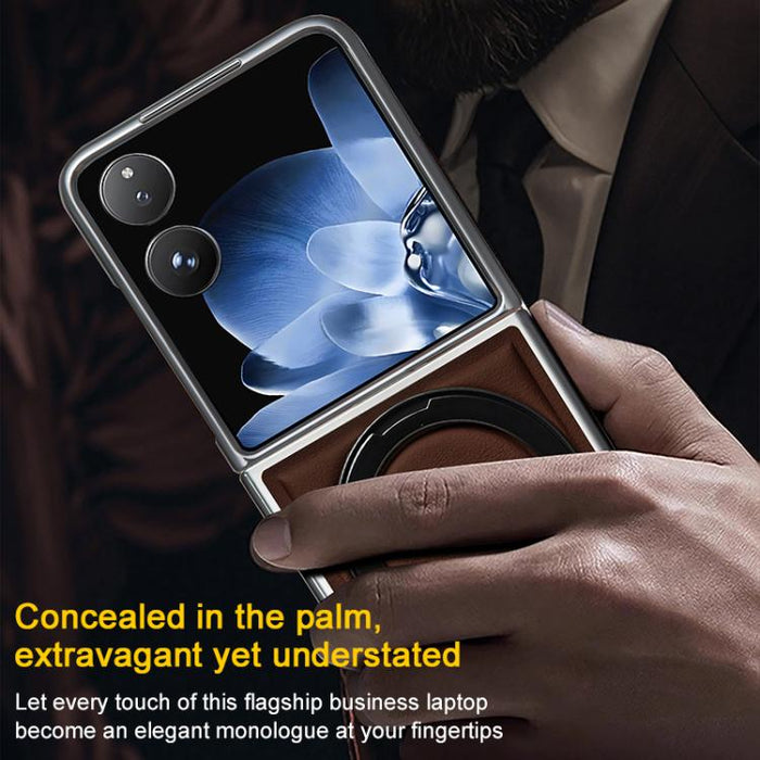 Funda para teléfono plegable de cuero vegano galvanizado con soporte para pantalla, For Xiaomi Mix Flip