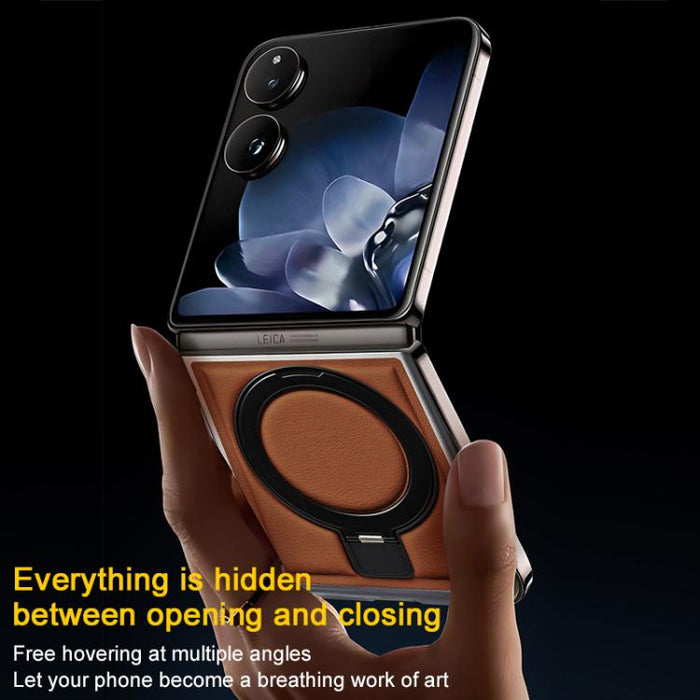 Funda para teléfono plegable de cuero vegano galvanizado con soporte para pantalla, For Xiaomi Mix Flip