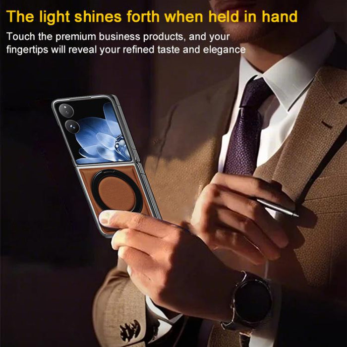Funda para teléfono plegable de cuero vegano galvanizado con soporte para pantalla, For Xiaomi Mix Flip